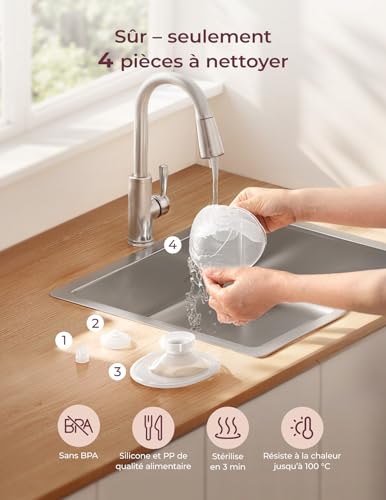 Detalle 2 de Momcozy M5-Smart Tire Lait Électrique Main Libre avec App, Rouge, 2 Pièces
