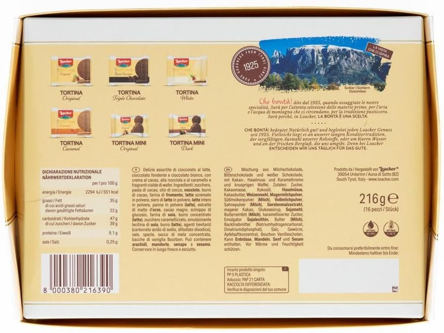 Thumbnail 1 de Loacker Tortina Lover Collection: selezione di 16 tortine assortite con crema alla nocciola e wafer in confezione regalo (216 g)
