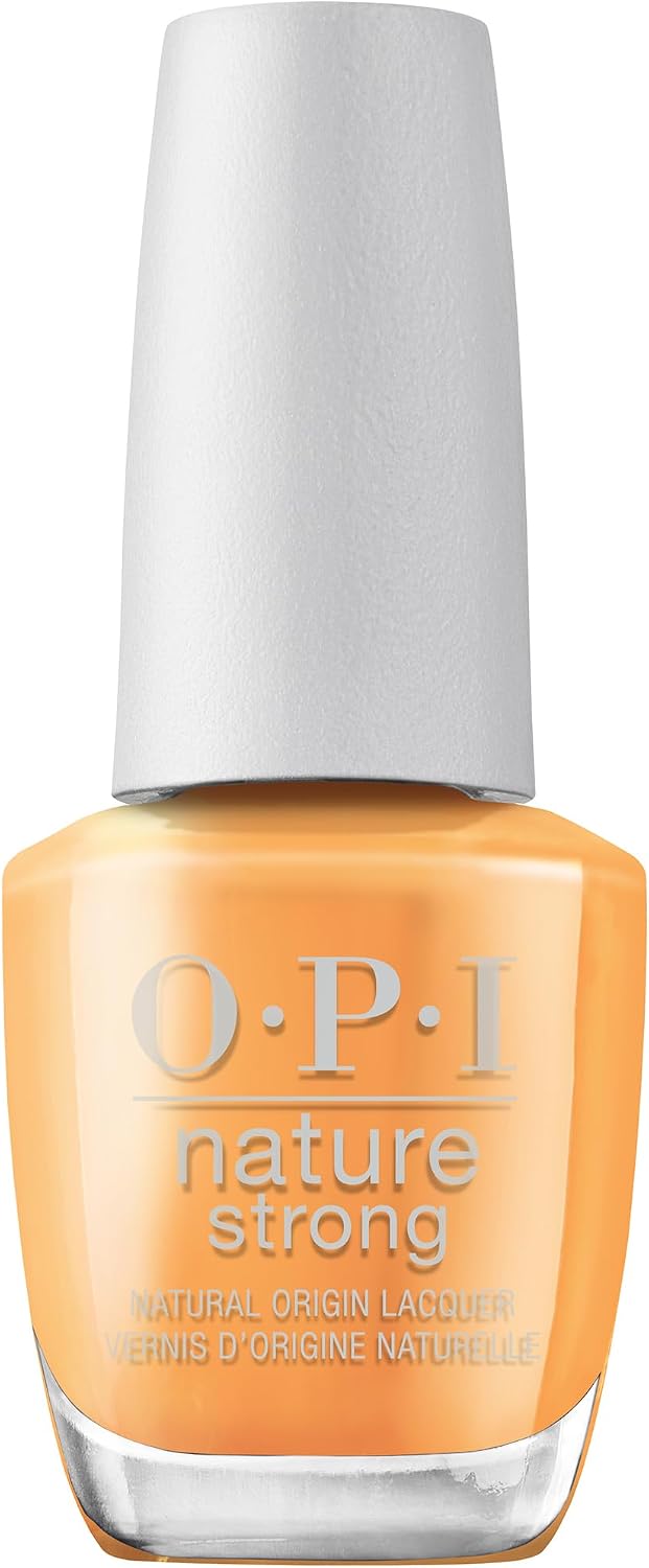 Detalle de OPI Nature Strong nail polish (Orange & Yellow), quick-dry vegan varnish, 15ml