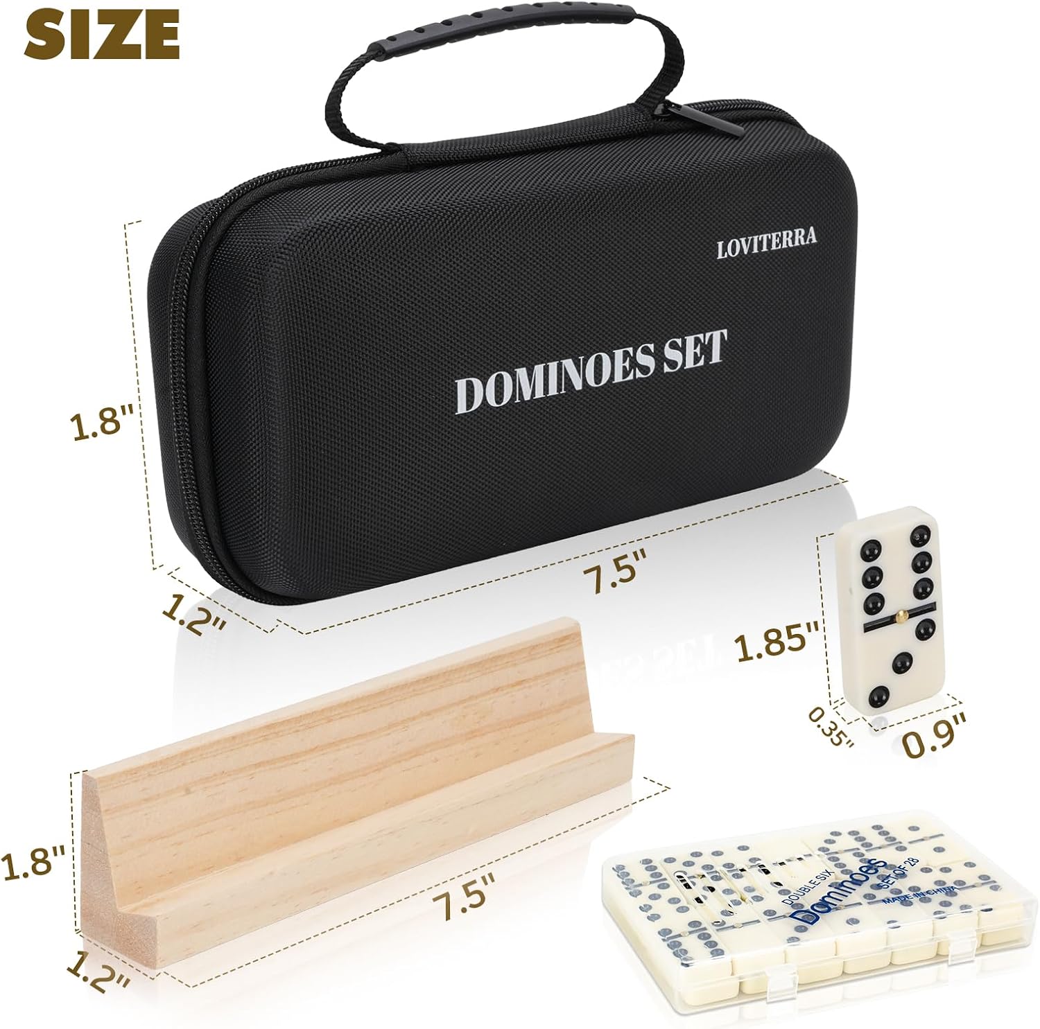 Detalle 2 de LOVITERRA Double 6 Dominoes Set 28 tiles 🎲