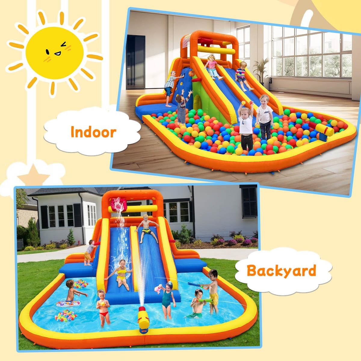 Detalle de HuaKastro 15.6x15FT Giant Inflatable Water Slide Park (Ages 5–12)