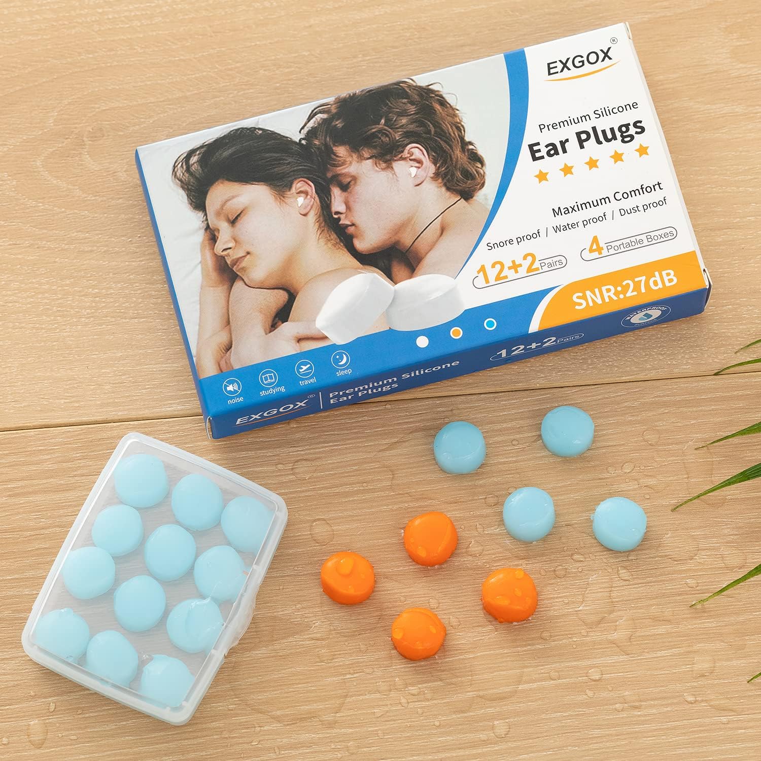 Thumbnail 6 de EXGOX 14 Pairs silicone ear plugs SNR27 dB for sleep