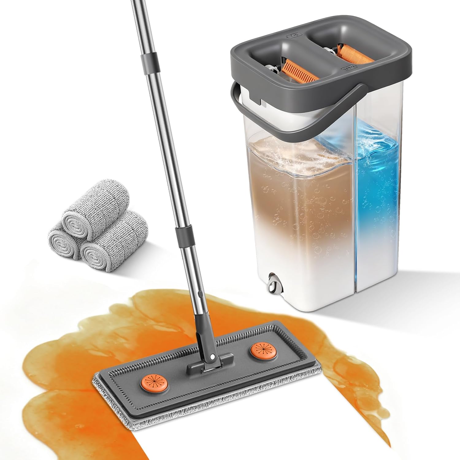 MUEE Flat Mop and Bucket Set with 3 Refills 🧹