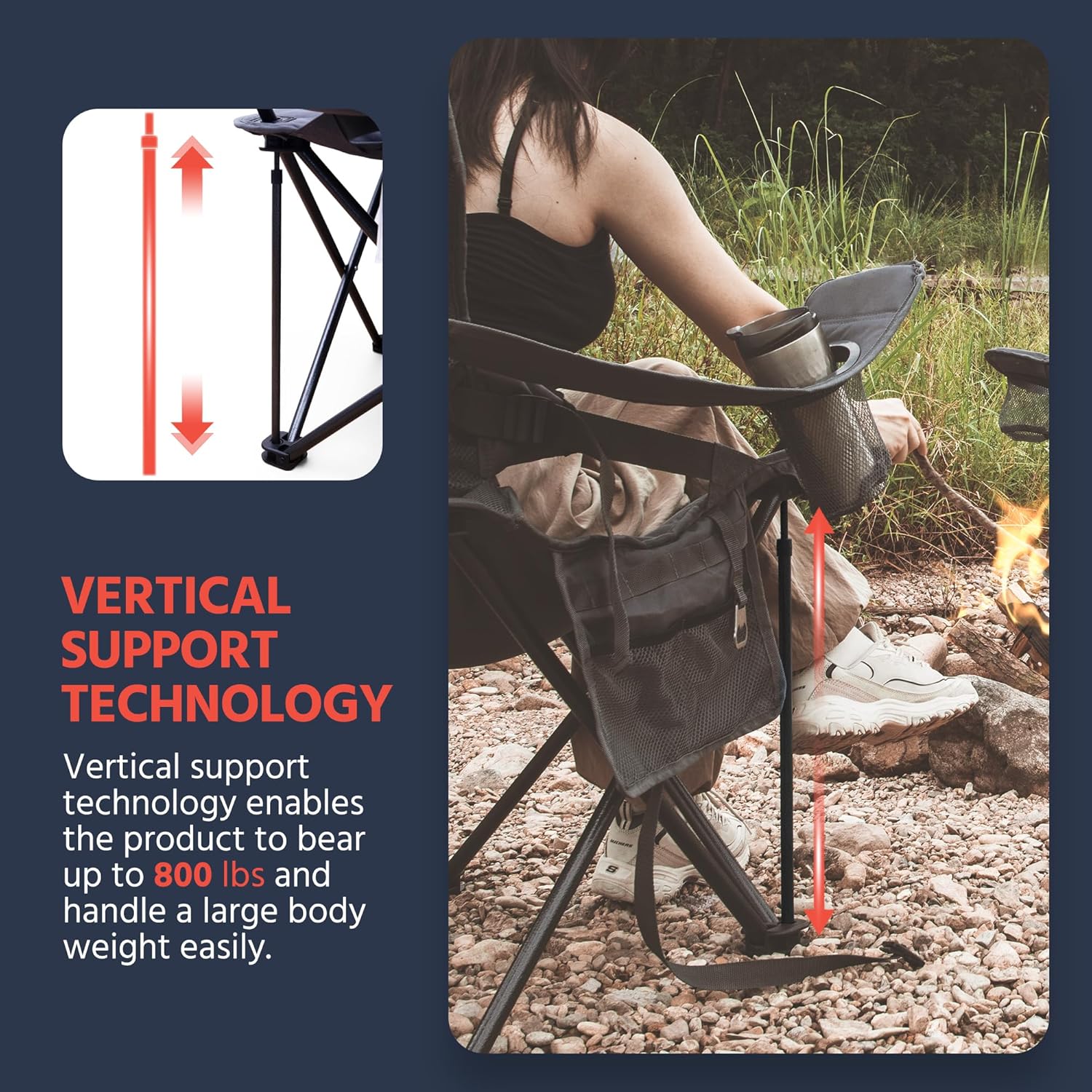 Thumbnail 3 de OUTSIDER Oversized Folding Camping Chair with Lumbar Support and Cooler Bag
