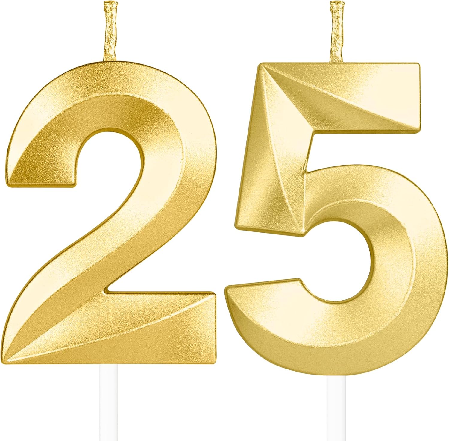Yiran 3D Gold Geburtstagskerzen 25