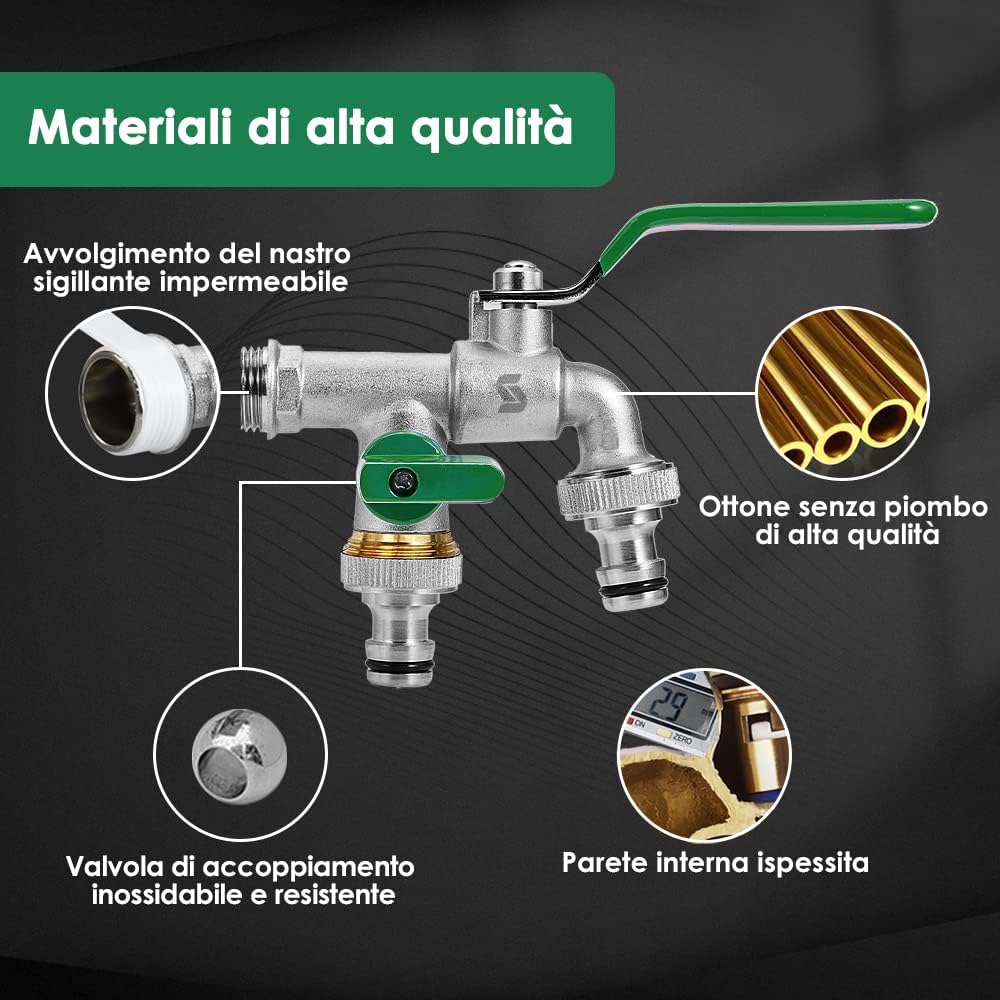 Detalle de SPGOOD Garten Wasserhahn Doppel Auslauf 1/2 Zoll