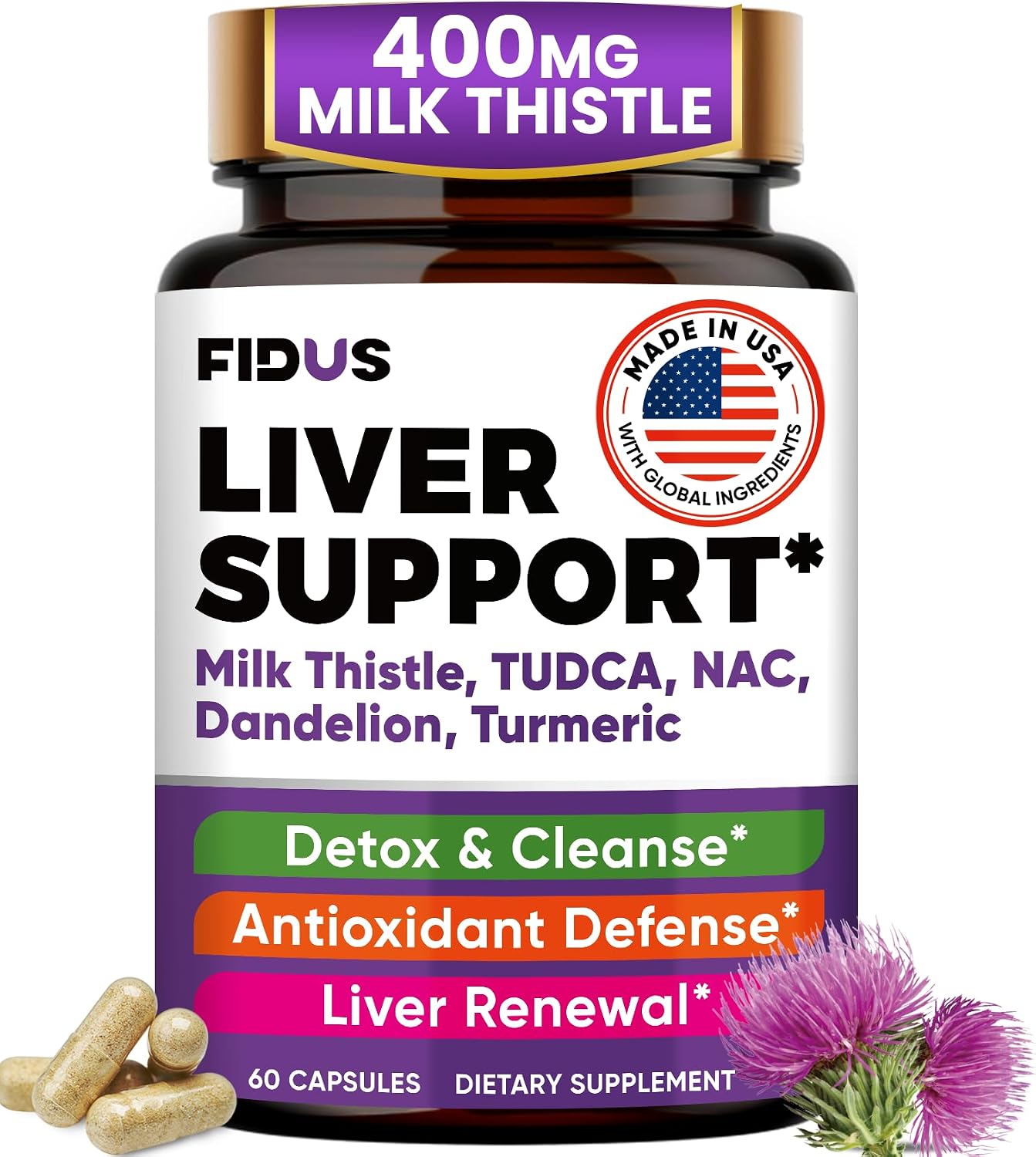 Detalle de FIDUS Liver Support Supplement with 80% Silymarin