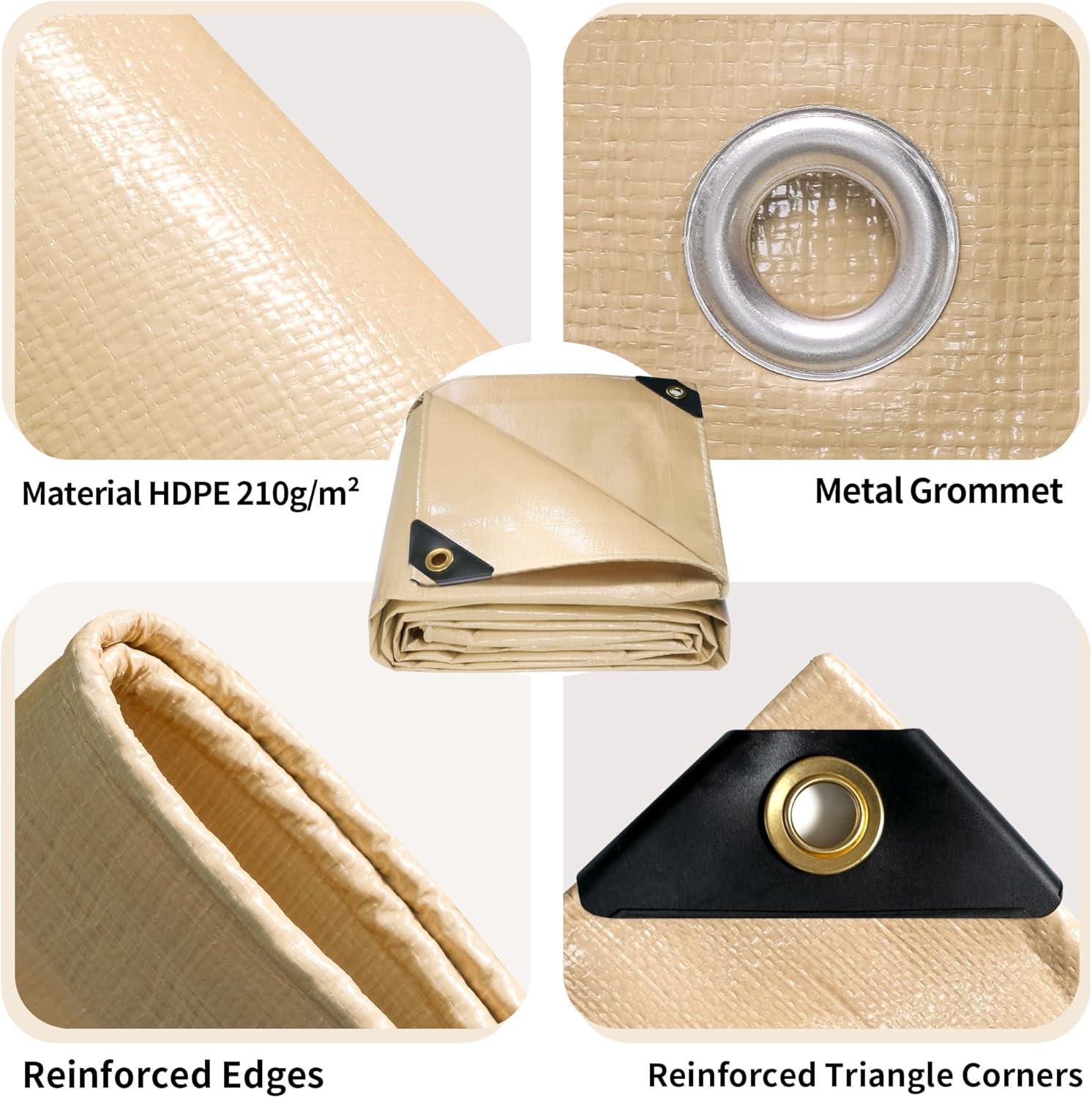 Thumbnail 2 de Covall Tarpaulin Waterproof Heavy Duty Extar Large 4x4m (210g/m²) Beige
