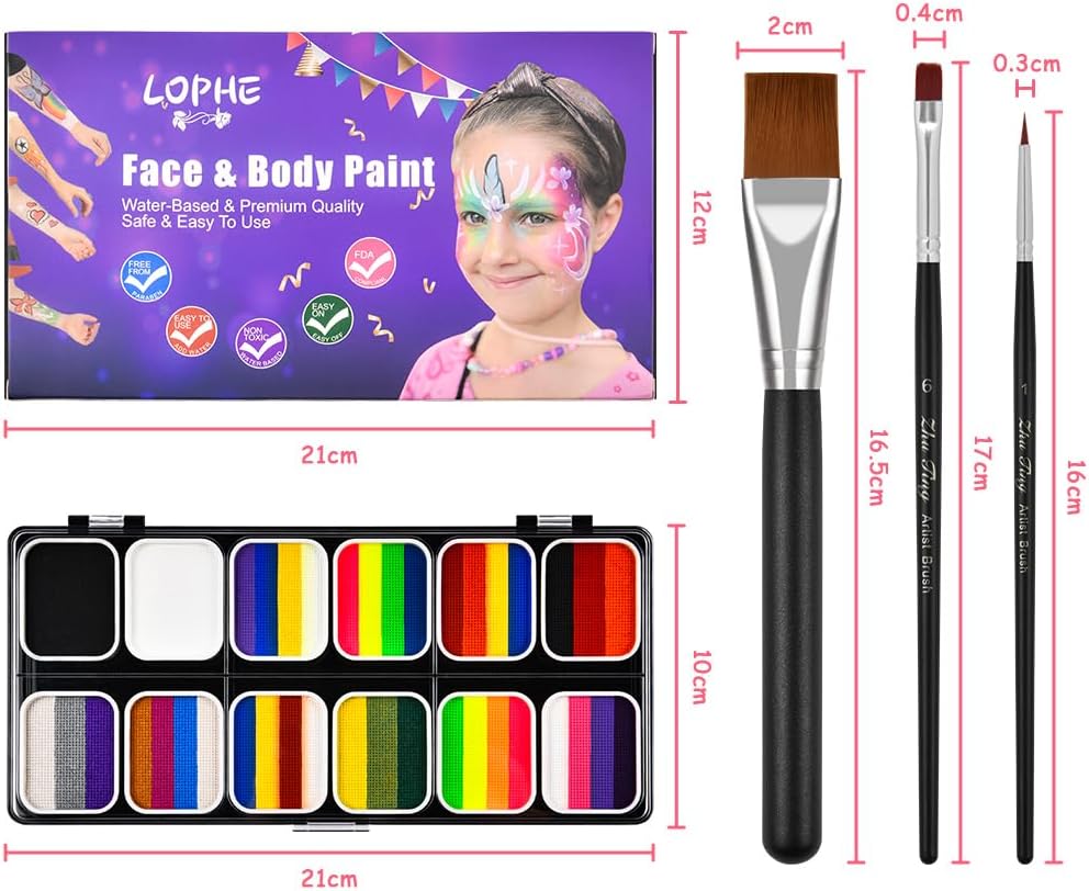 Thumbnail 3 de LOPHE Trucco Viso Bambini – 39 Colori Body Paint con 5 Pennelli, sicuro e non tossico