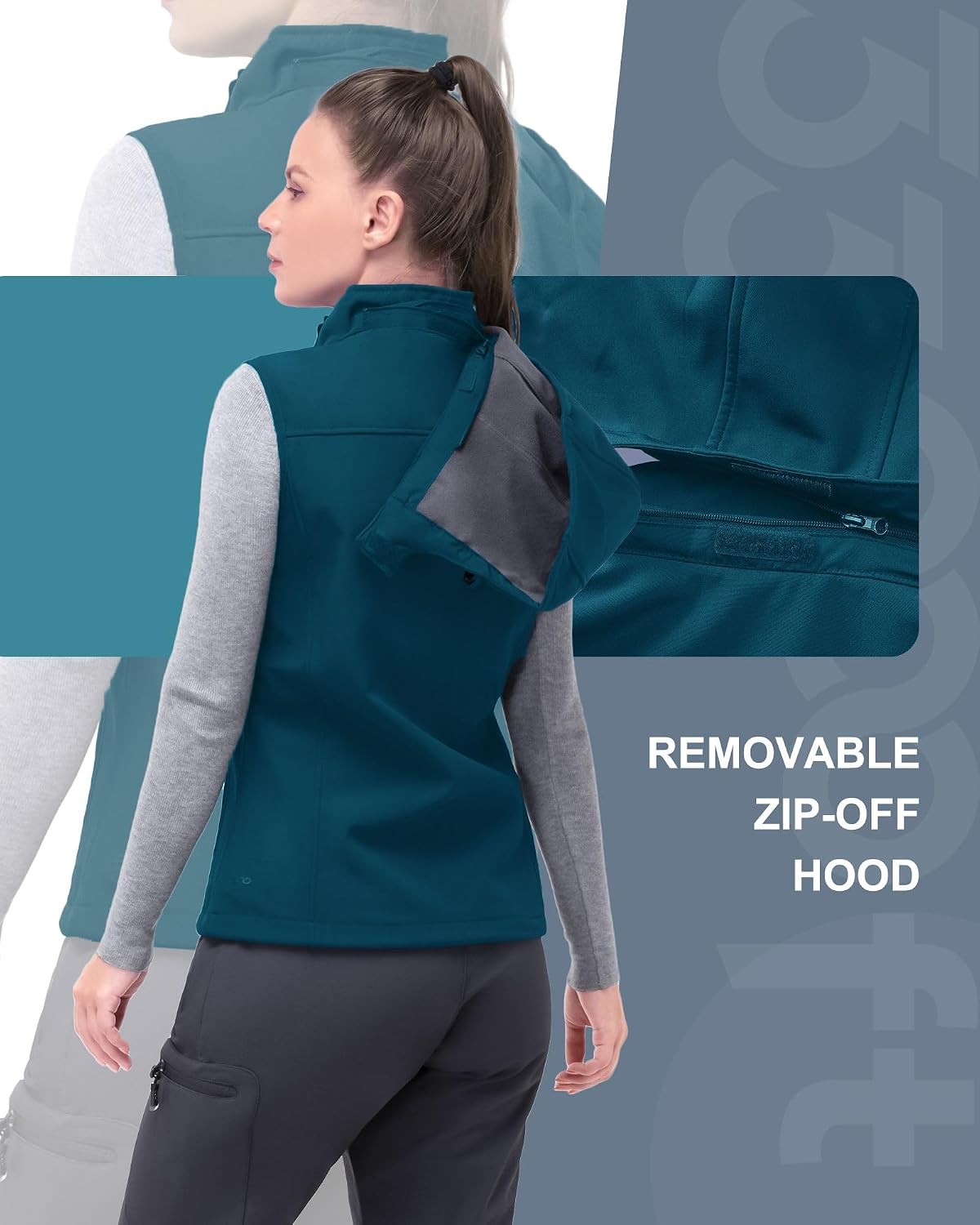 Detalle 2 de 33,000ft Damen Softshell Weste Kapuze