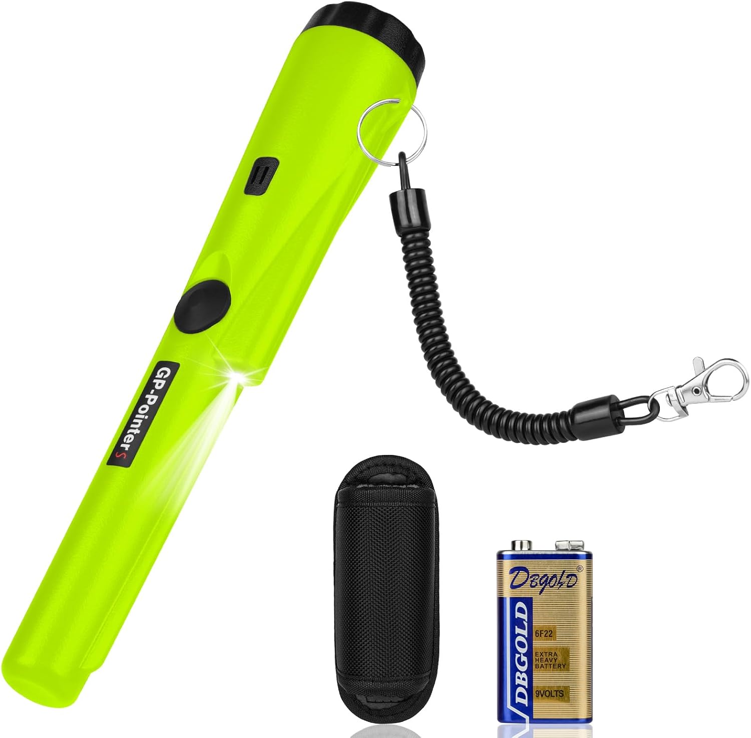 Flintronic Metal Detector impermeabile IP66 a scansione 360° con LED e batteria 9V (verde)