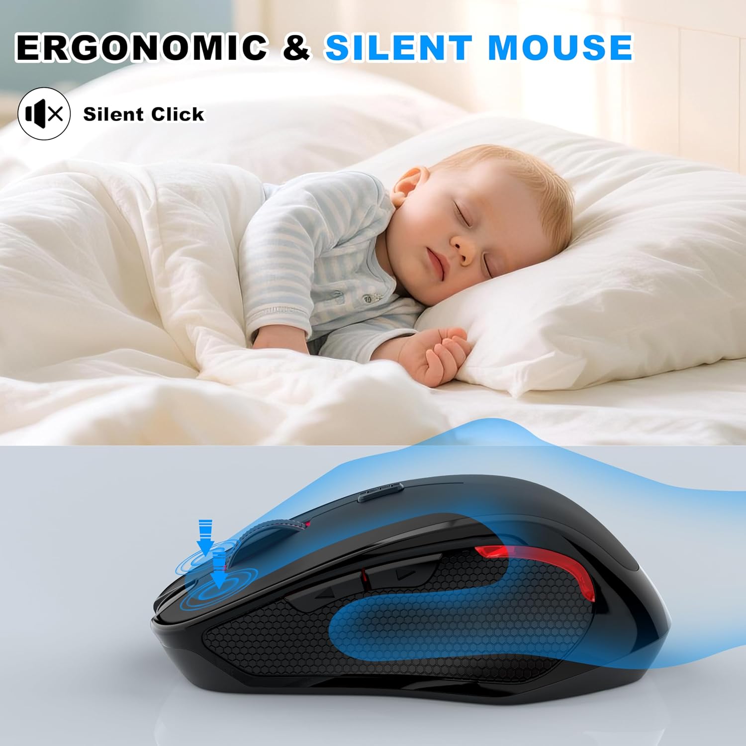 Thumbnail 6 de Azmall ergonomische kabellose Maus (Silent) mit 2,4 GHz & Bluetooth, 1600 DPI, für Laptop/PC/MacBook/iPad