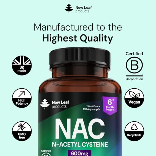 Detalle de NAC N-Acetyl-Cysteine 600mg Capsules by New Leaf Products – 180 capsules