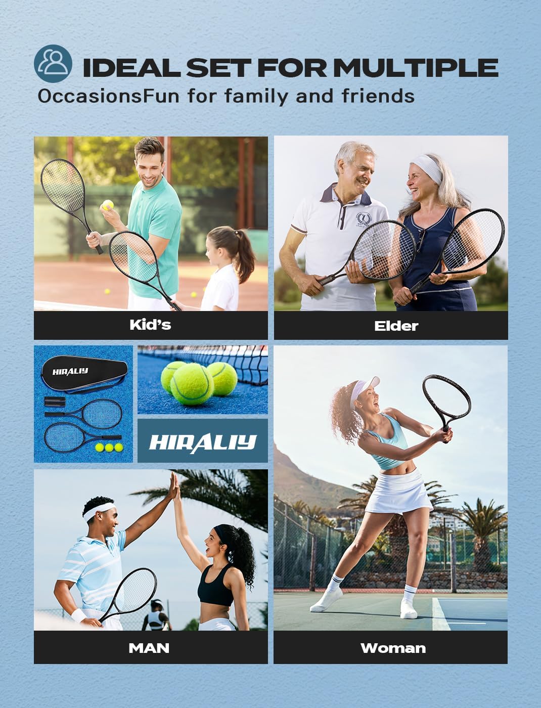 Thumbnail 3 de HIRALIY 27in Tennis Rackets Set