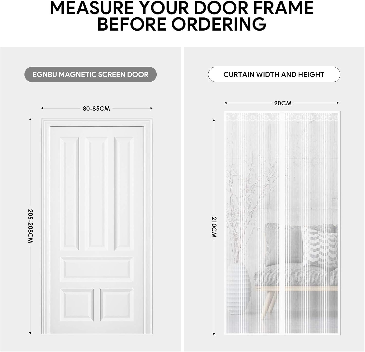 Thumbnail 1 de EGNBU Heavy Duty Magnetic Fly Screen Door (90x210CM) with Powerful Magnets & Full Frame Magic Tape