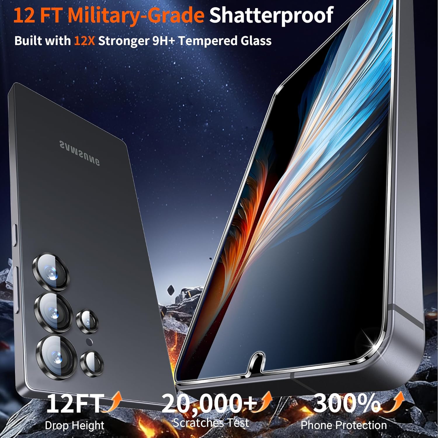 Thumbnail 1 de letosan 3-Pack Tempered Glass Screen Protector for Samsung Galaxy S25 Ultra + 1 Camera Lens Protector Kit