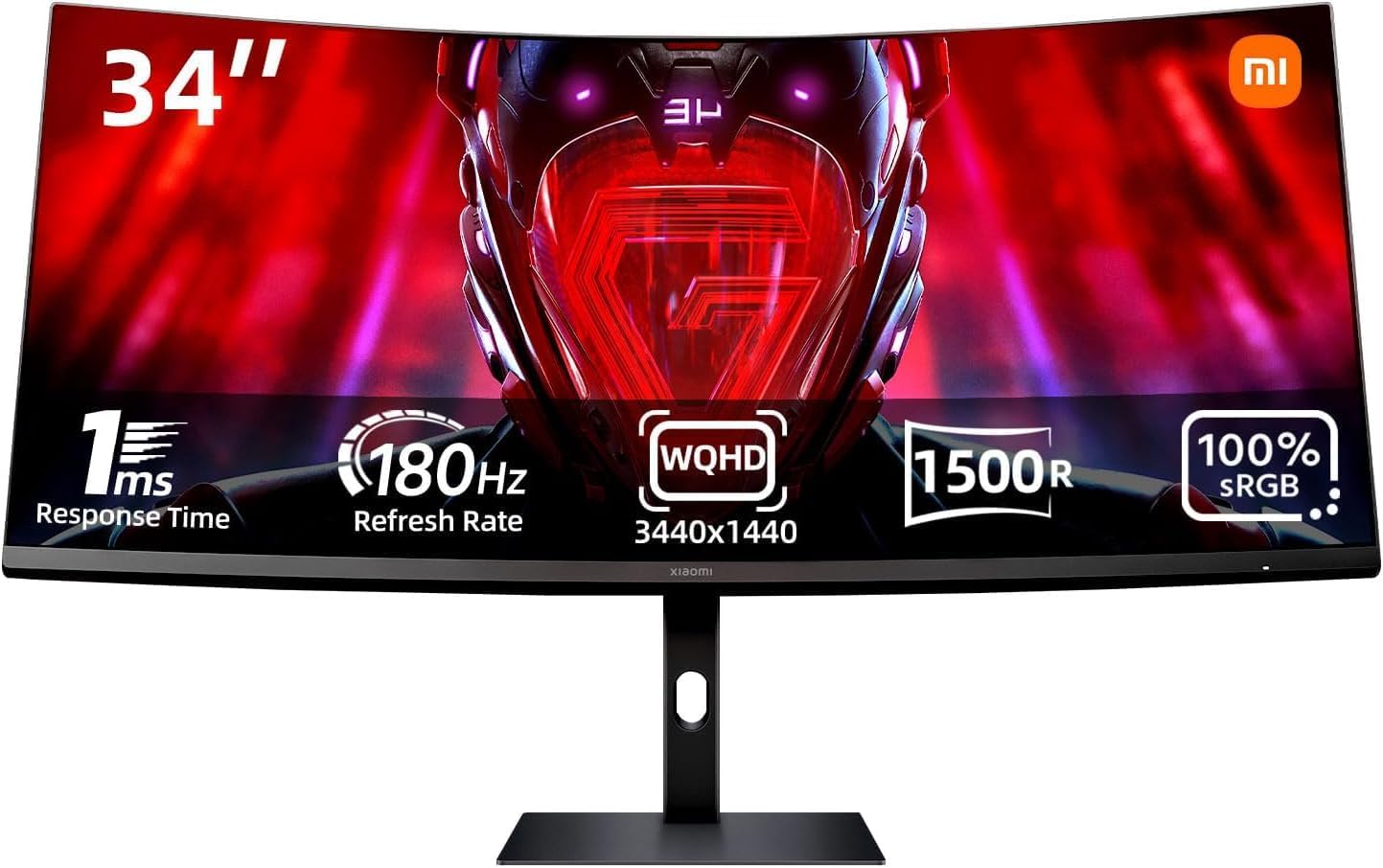 Detalle de XIAOMI Ecran PC Curved Gaming Monitor G34WQi Noir : immersif, 180 Hz et WQHD ultralarge