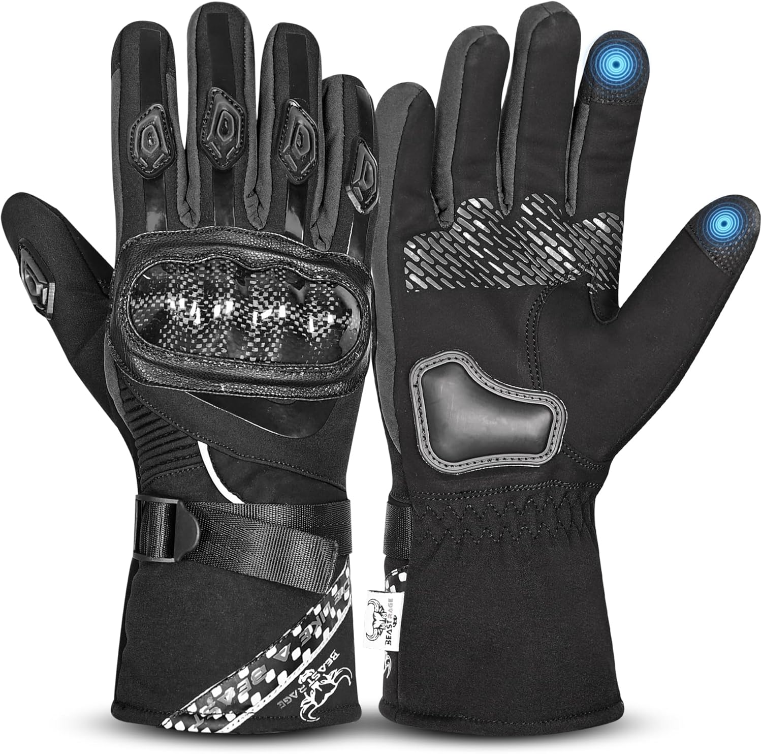 BEAST RAGE Winter Motorcycle Gloves — Waterproof touchscreen