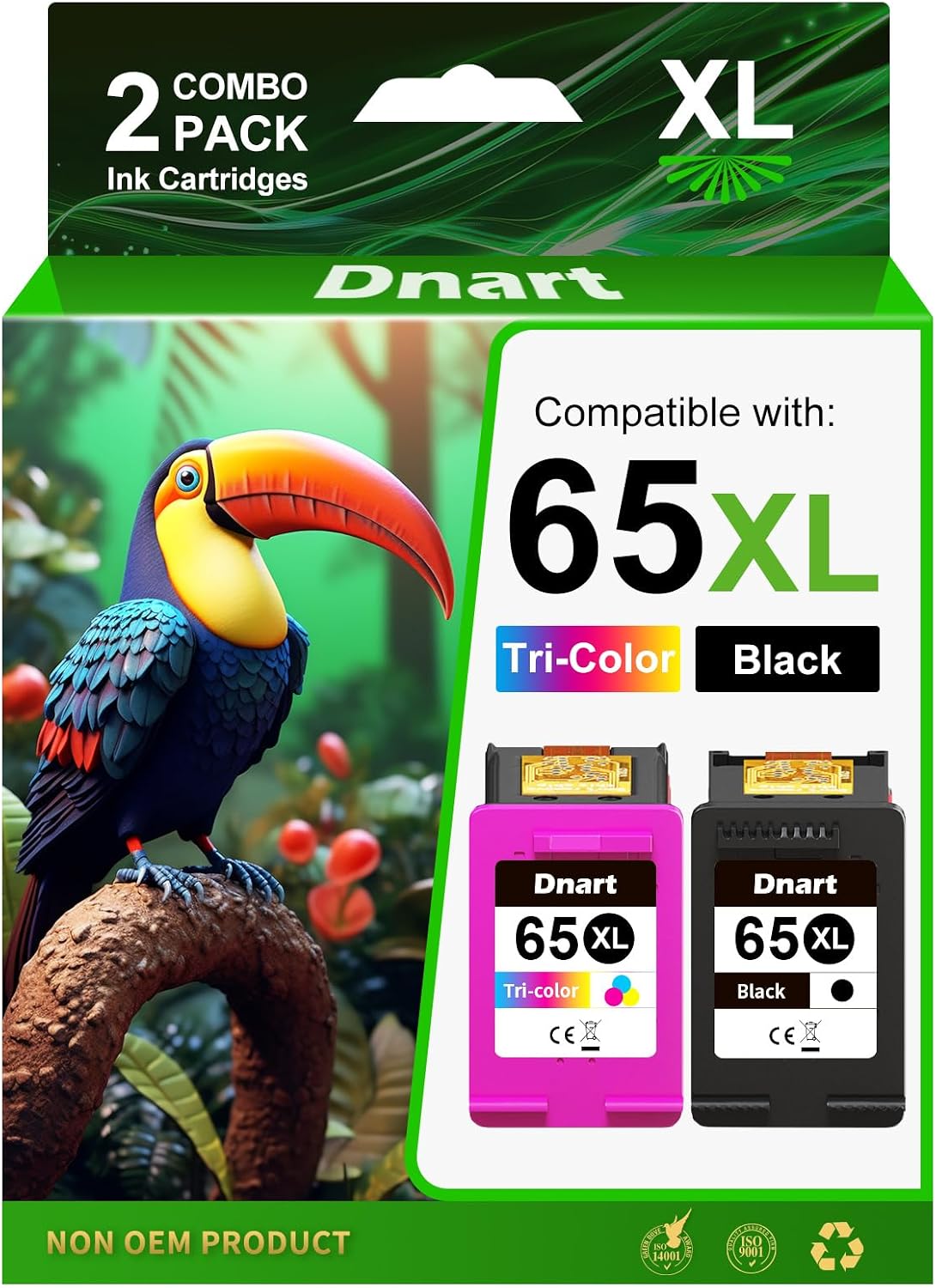 Detalle de DNART 65XL Ink Cartridge Combo Pack, Black and Tri-Color for HP Printers