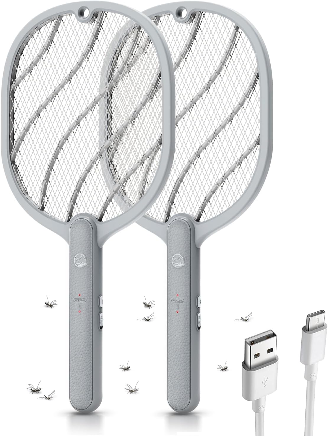 Detalle de Mosiller 1588U Electric Fly Swatter, 3-Layer Safety Mesh, 3800V, 2-Pack