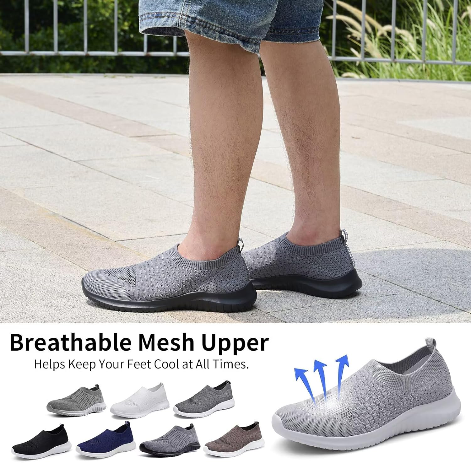 Thumbnail 1 de TIOSEBON Men's Slip-On Trainers: Lightweight Breathable Road Running Shoes