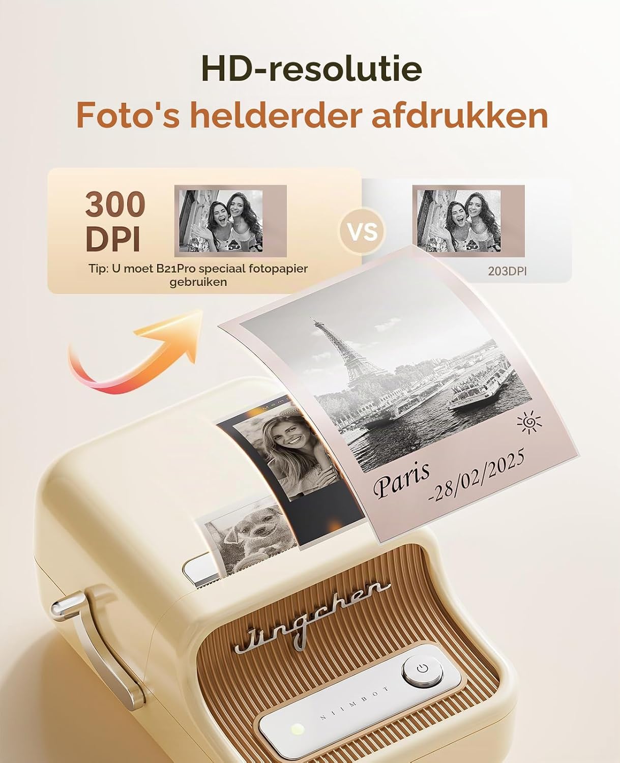 Detalle de NIIMBOT B21 Pro labelprinter, 300 dpi, Bluetooth en rood-zwarte afdrukken