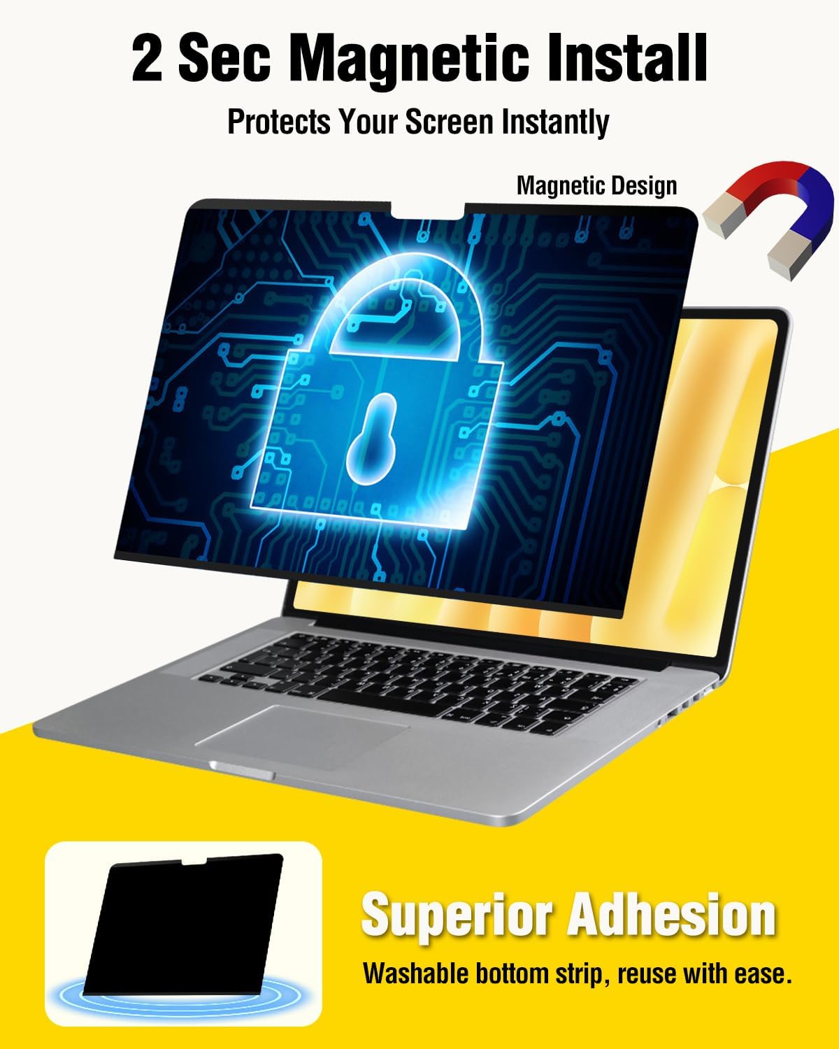 Detalle de F FORITO Magnetic Privacy Screen Protector for 14-inch MacBook Pro (2021–2025)