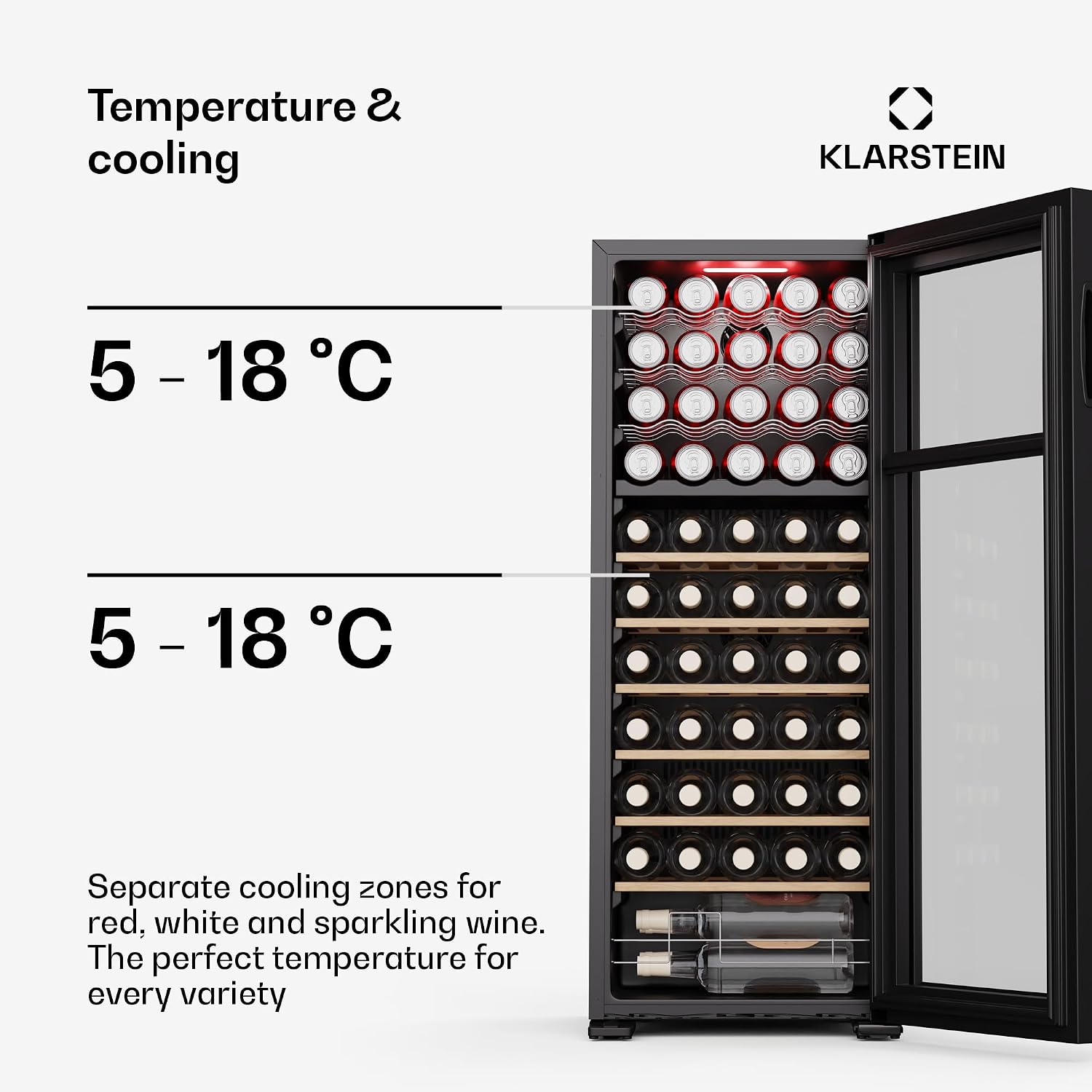 Thumbnail 3 de Klarstein Bovella 55 Duo+ Wine Fridge, Dual Zone, 55-Bottle Capacity