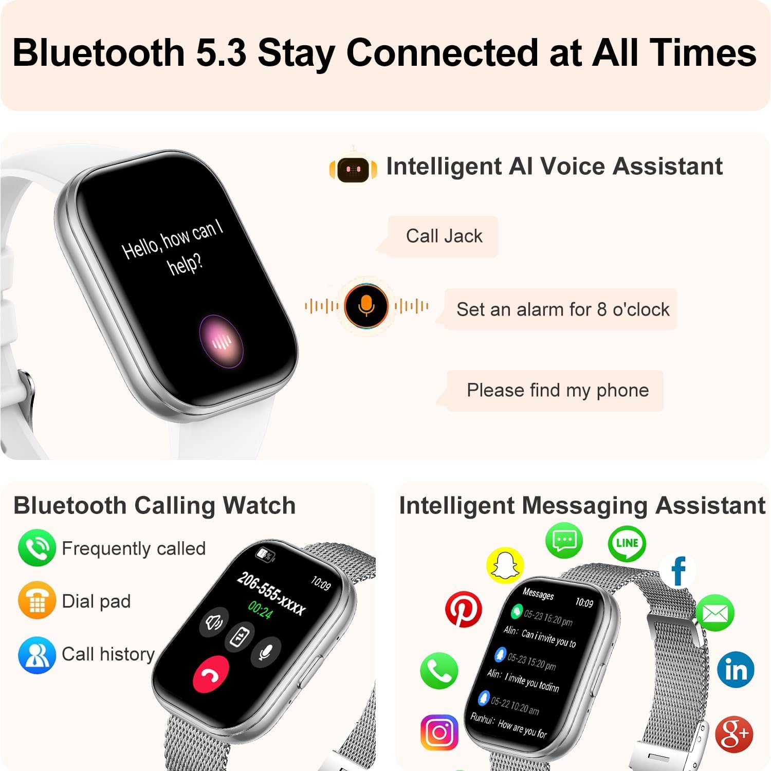 Detalle 2 de niolina Smart Watch 1.75" HD fitness tracker