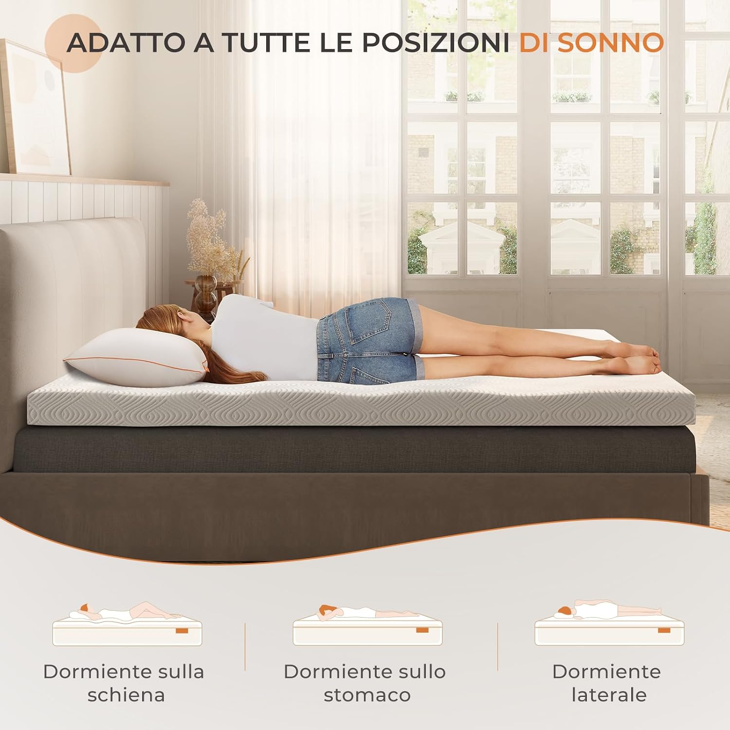 Thumbnail 5 de Sweetnight Materasso Topper 80 x 200 cm – Memory Foam Gel, 5 Zone, 10 cm, doppia faccia H2/H3
