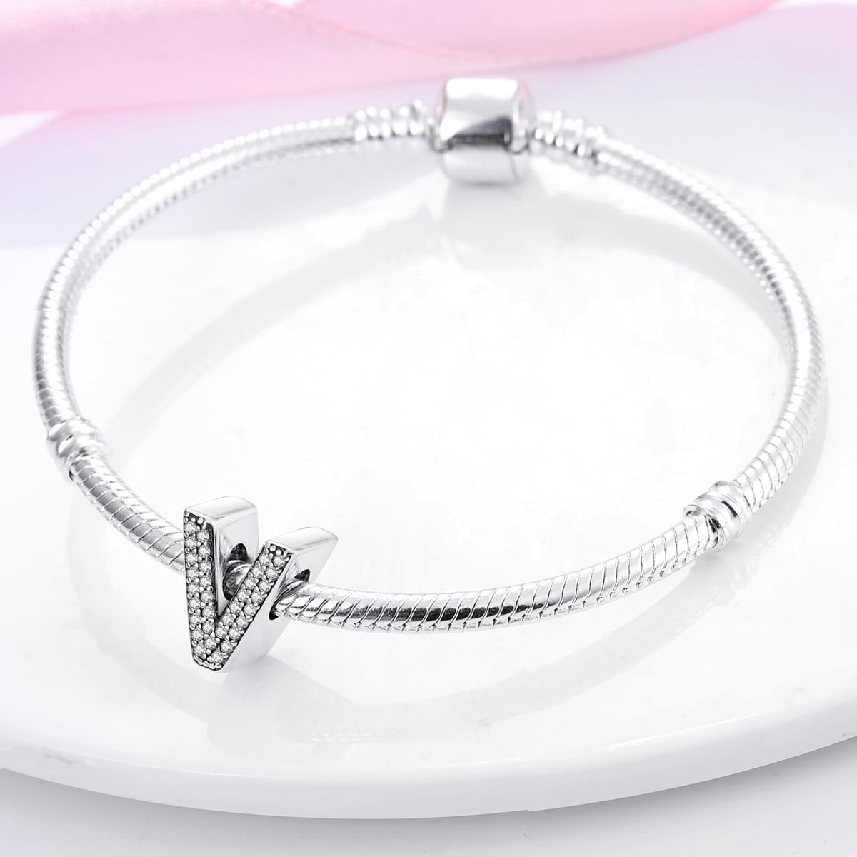 Thumbnail 2 de Ciondolo TINSLO Bead Charm in Argento Sterling 925 con Lettere e Zirconi – Compatibile con bracciali e collane europei