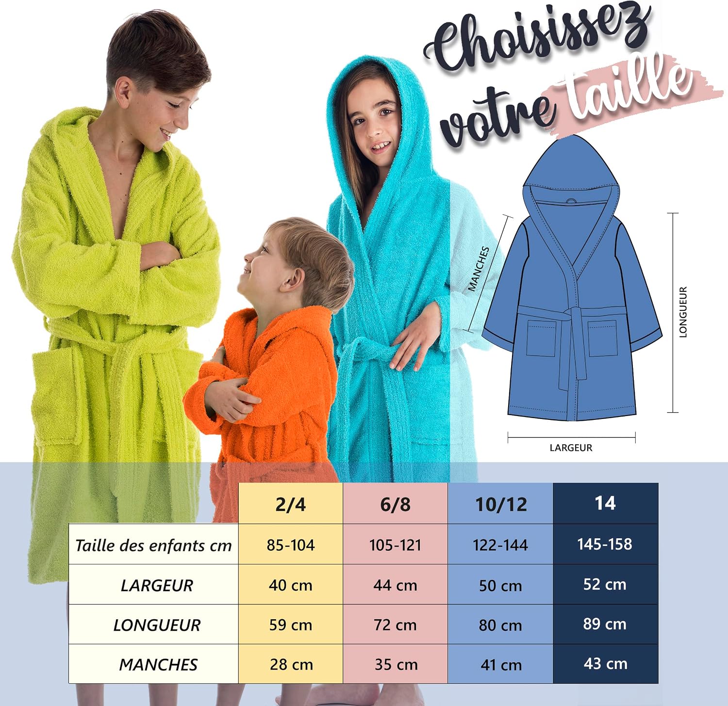 Detalle de LEBENGOOD Peignoir enfant 100% coton