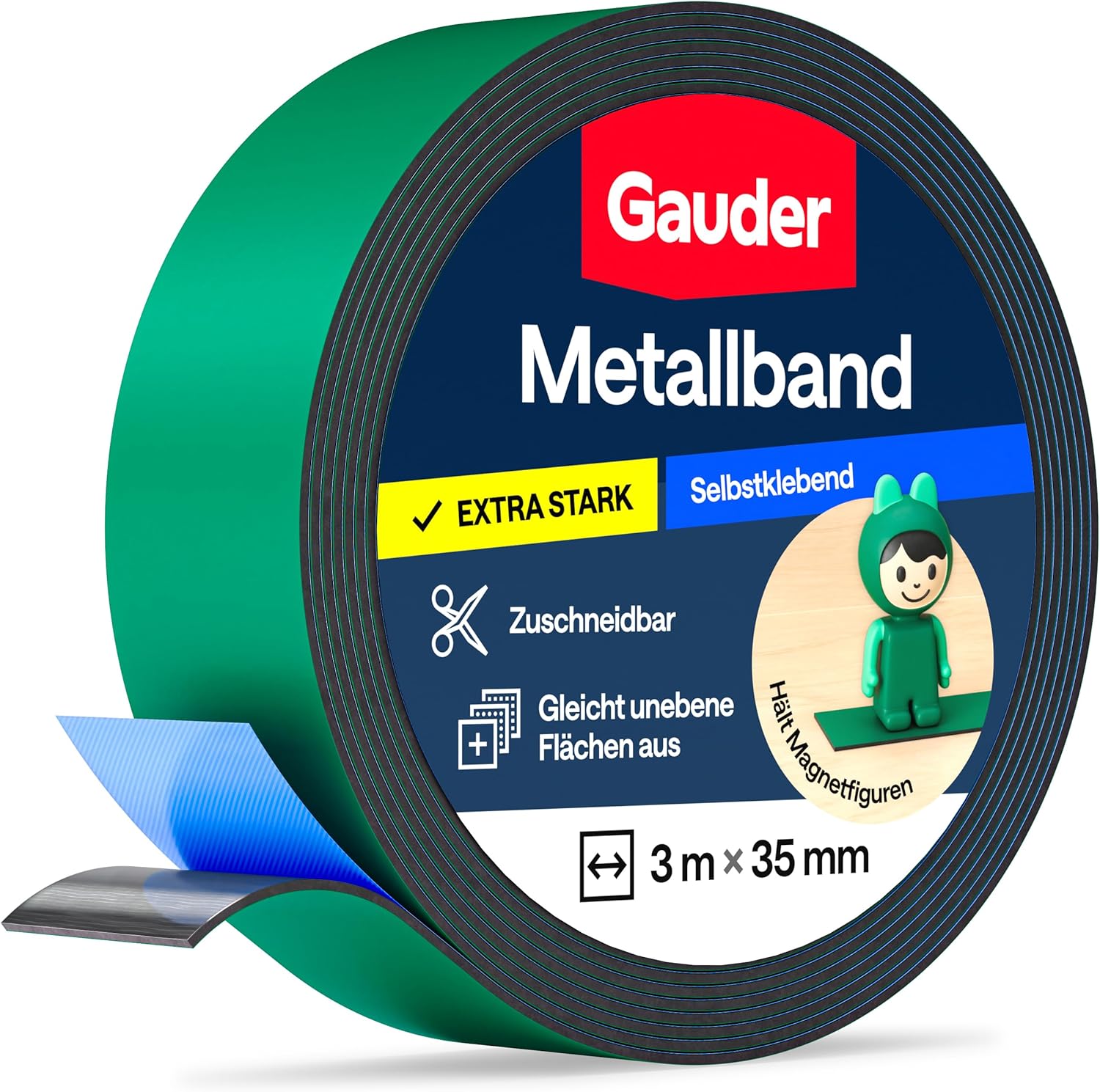Thumbnail 6 de GAUDER Metallband selbstklebend – Ferroband für Tonie-Figuren & Regale, 1 m × 35 mm, weiß