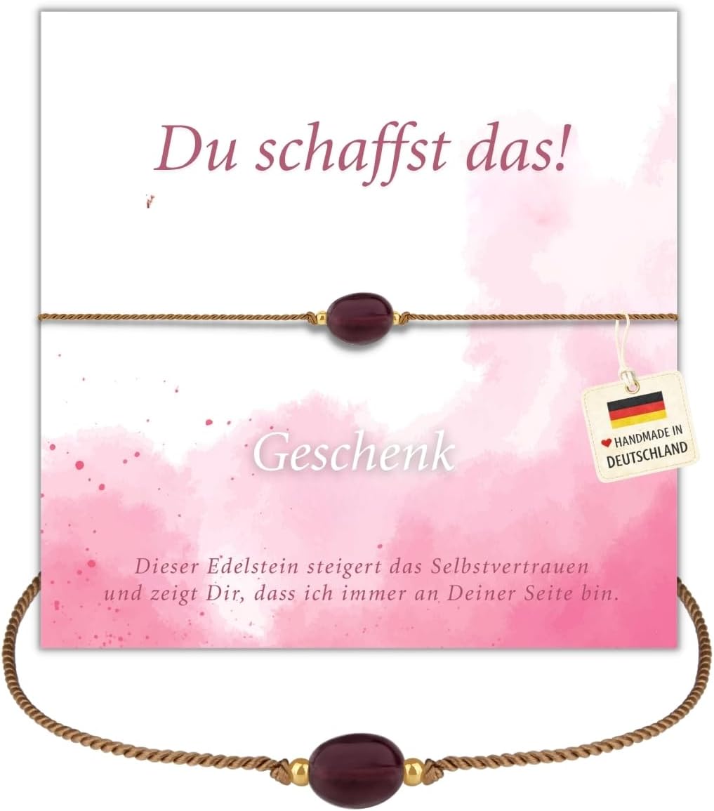 Detalle de happymaker Mutmacher Geschenk – Edelstein Armband mit Spruchkarte und Geschenkverpackung