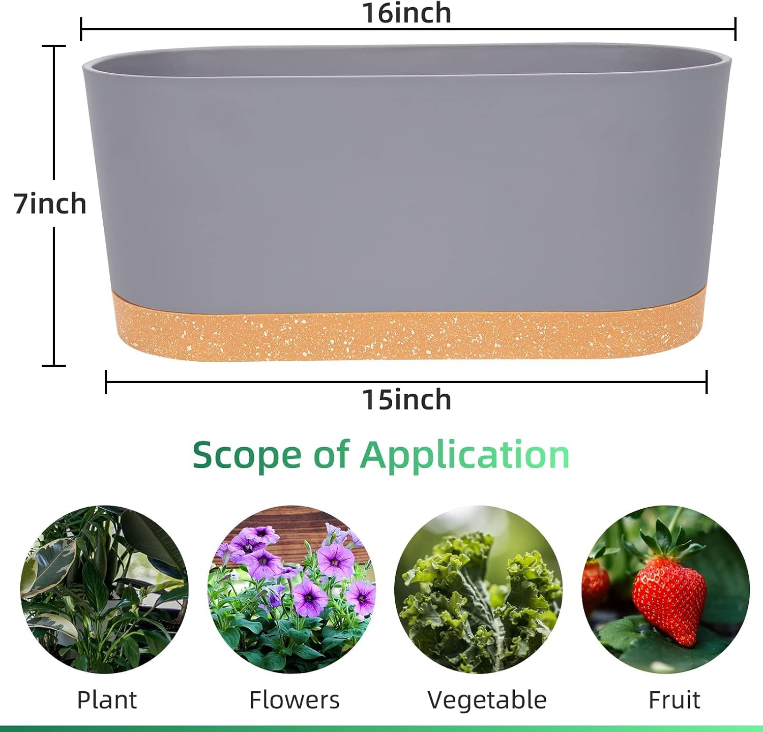 Thumbnail 1 de QCQHDU 40.6x19.3x17.8cm Window Planter Box 2 Pack — Self-Watering, Light Grey