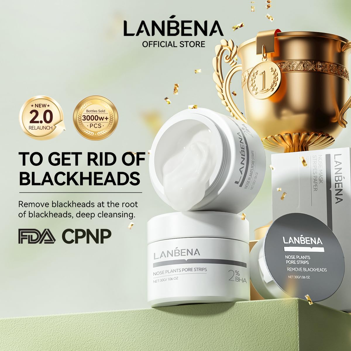 Thumbnail 2 de LANBENA 2.0 Blackhead Nose Pore Strips 60pcs