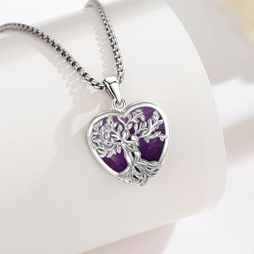 Thumbnail 2 de Collar Árbol de la Vida INFUSEU con amatista en forma de corazón y plata 925