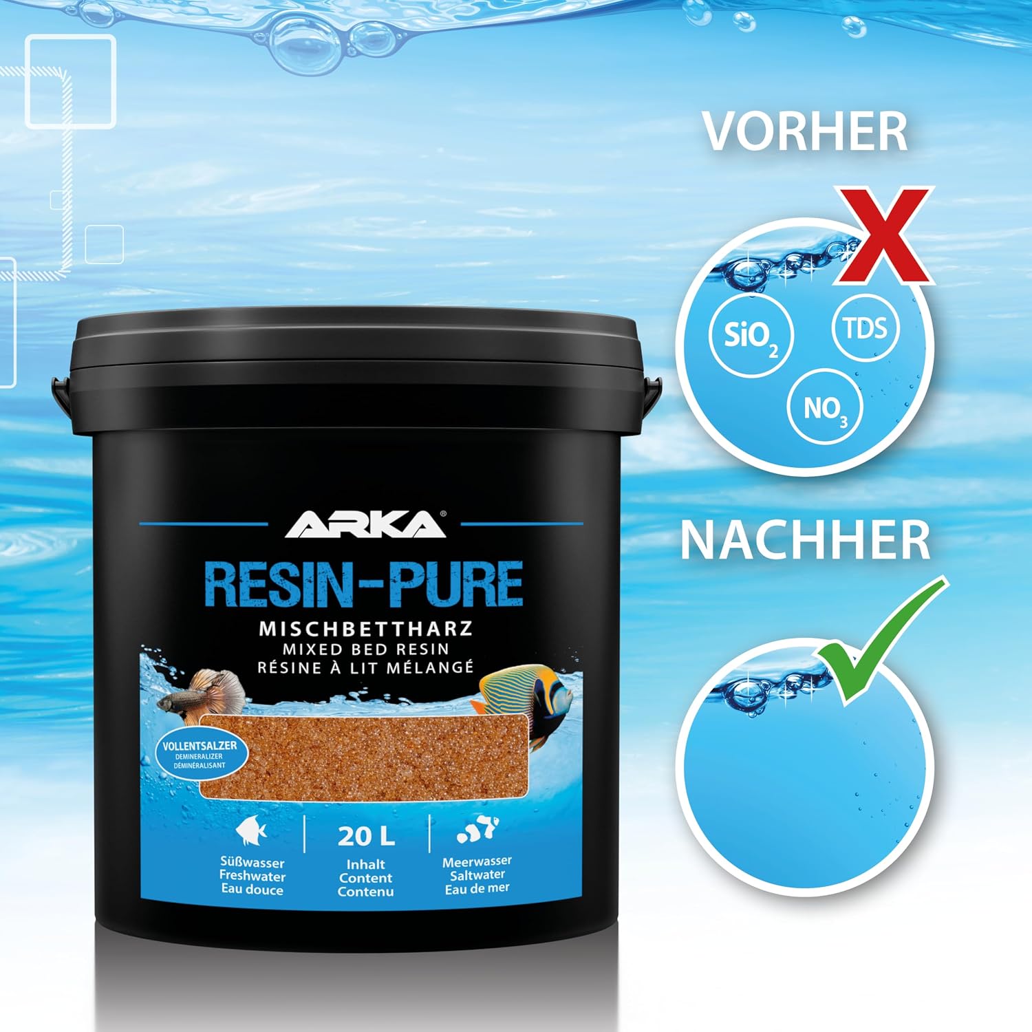 Detalle de Vollentsalzer Harz 4 L – ARKA Resin-Pure für Osmoseanlagen, Mischbettharz