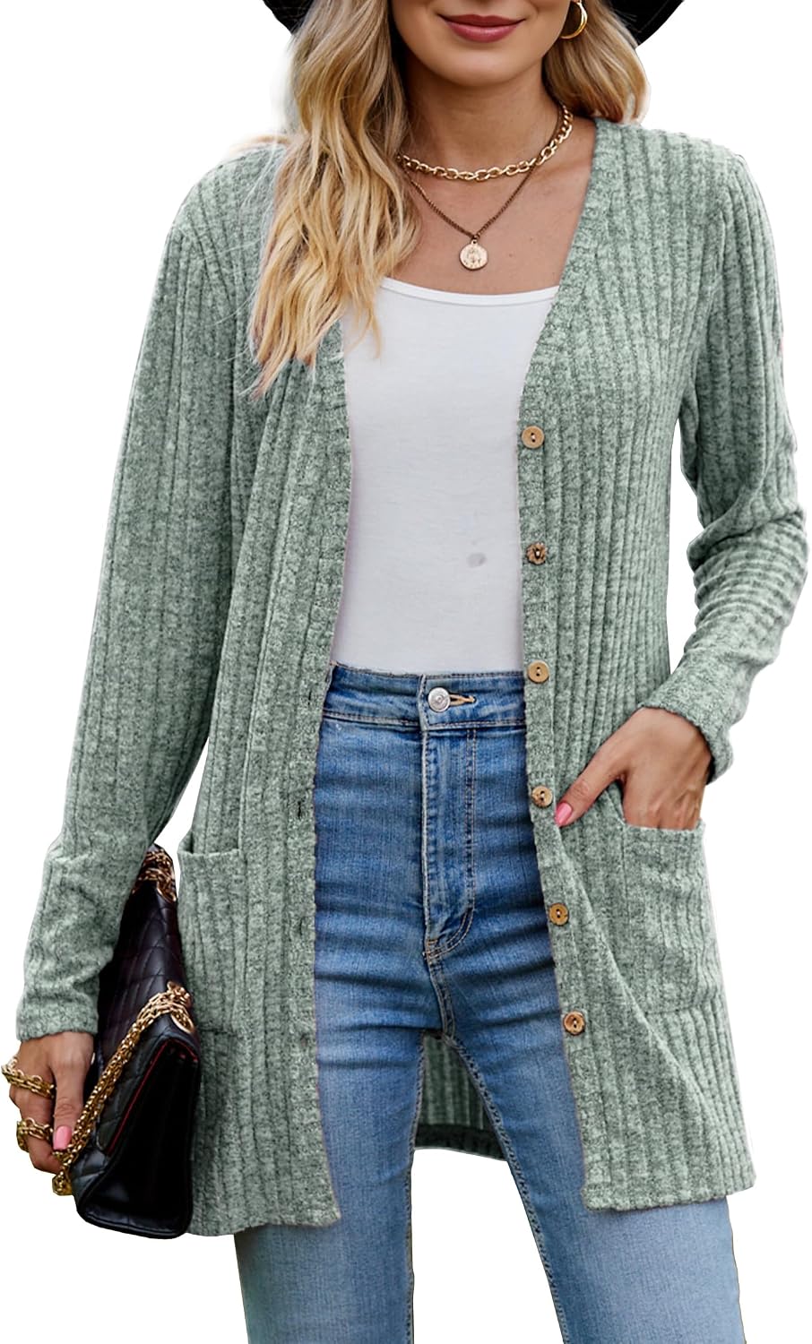 Detalle de MYCOLORBLUE Alte Zeiten Strickjacke Damen