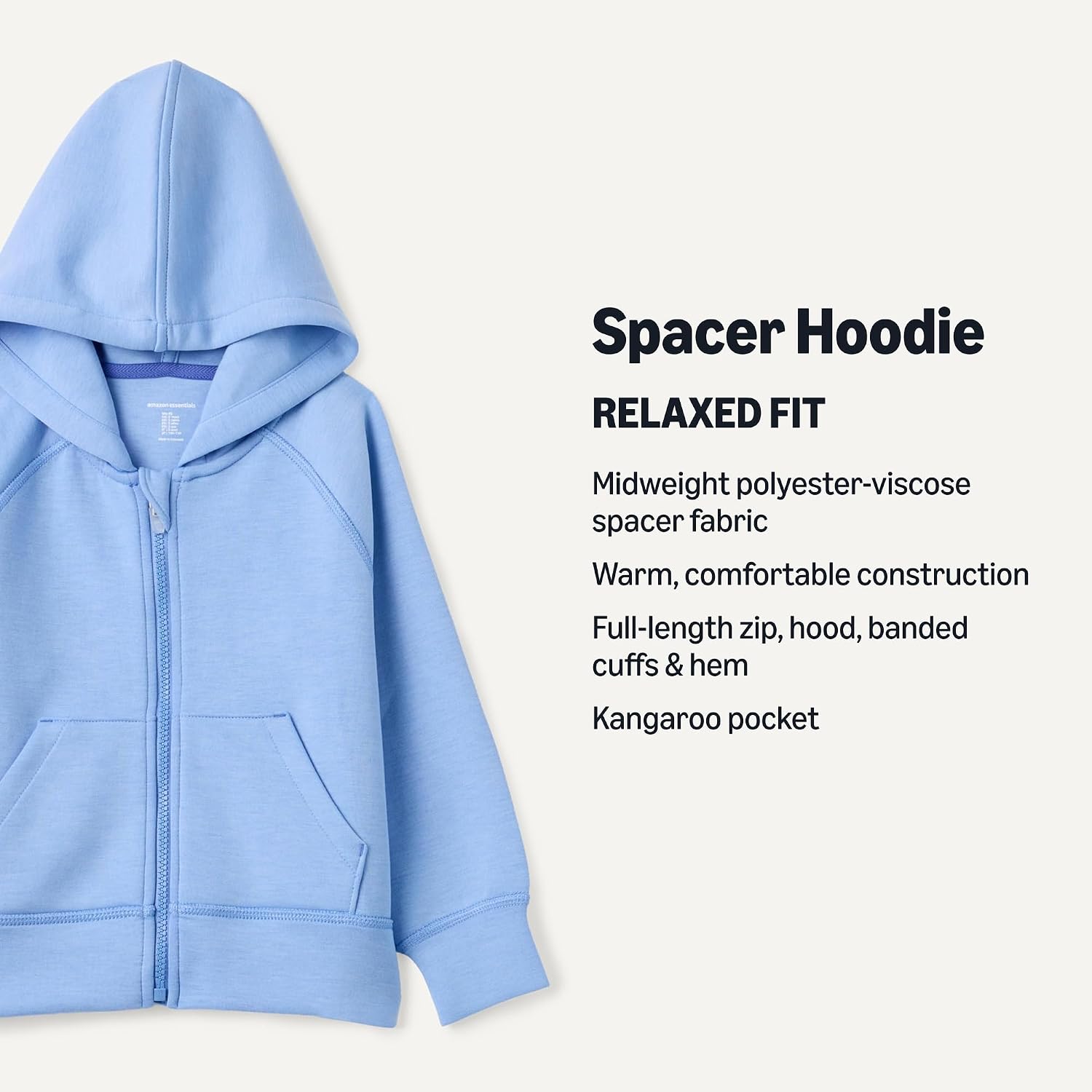 Detalle de Amazon Essentials Active Sweat Girls Relaxed-Fit Zip Hoodie