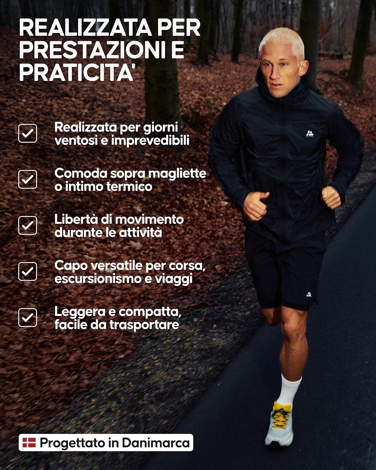 Thumbnail 2 de DANISH ENDURANCE Giacca a Vento Uomo: leggera, traspirante e antivento per running, trekking e ciclismo