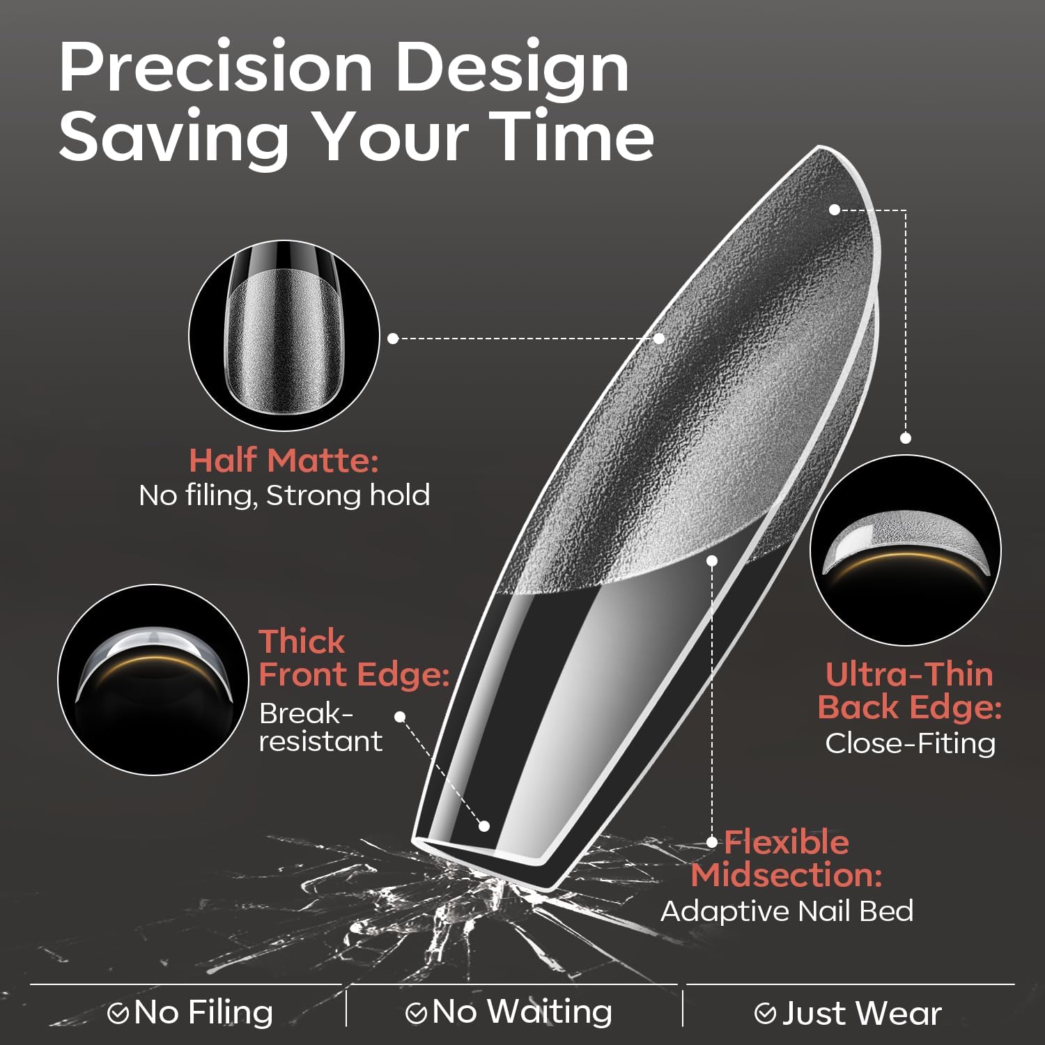 Thumbnail 3 de Modelones 360 pezzi Unghie Finte con 15 Misure in Gel – Copertura Completa, Coffin corta XS, Semi Matte