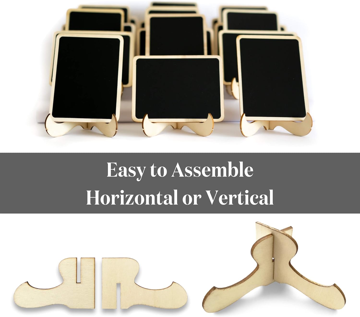 Detalle 1 de SAVVY & SORTED Mini Chalkboard Signs, 18-Pack with Wooden Frames and Stands