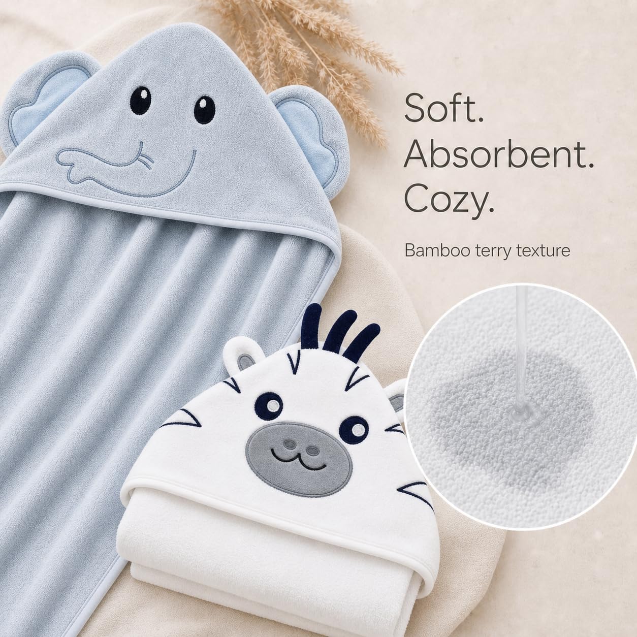 Detalle de Cute Castle Baby Hooded Towels, Rayon from Bamboo