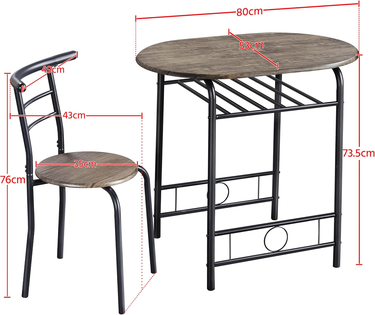Thumbnail 2 de Yaheetech Set Mobili da Bar Tavolo e 2 Sedie – design compatto in legno e metallo per spazi piccoli