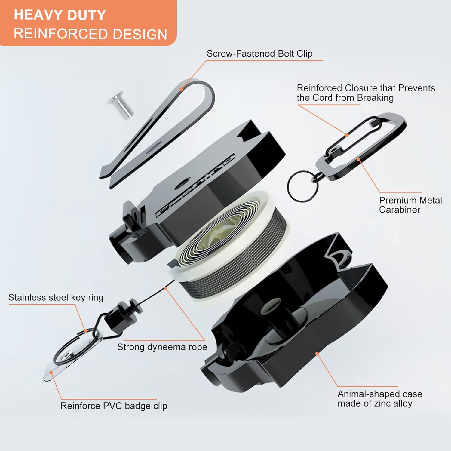 Thumbnail 2 de Retractable Keychain Keyring Heavy Duty – BiaoGan 2 Pack Metal Retractable Badge Holder with 80cm Cord
