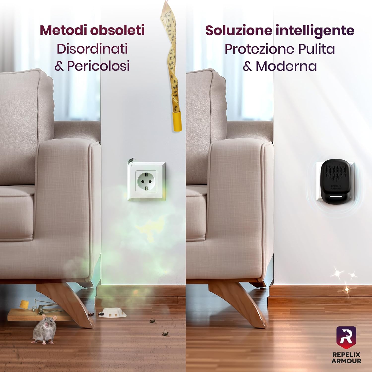 Thumbnail 3 de REPELIX ARMOUR: Repellente ultrasonico per parassiti da interno – confezione da 2 (copre 80–140 m² ciascuno)