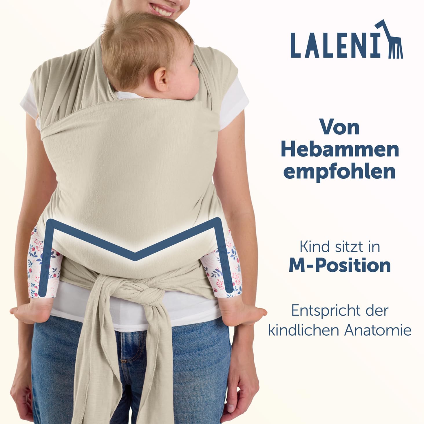 Thumbnail 1 de Laleni Tragetuch Baby – Neugeboren bis 15 kg, 100% Baumwolle, OEKO-TEX, 5,10 m Beige