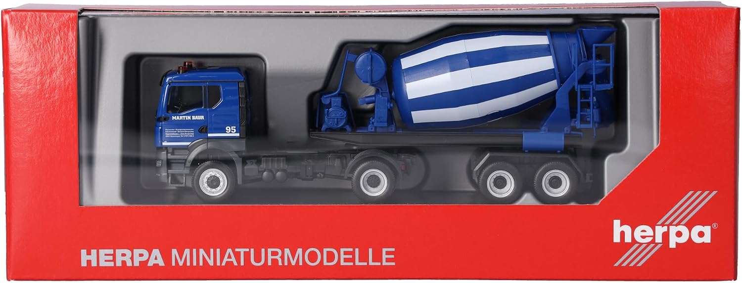 Detalle 1 de Herpa MAN TGS TN – ciężarówka z naczepą betoniarką „Martin Baur”, 1:87