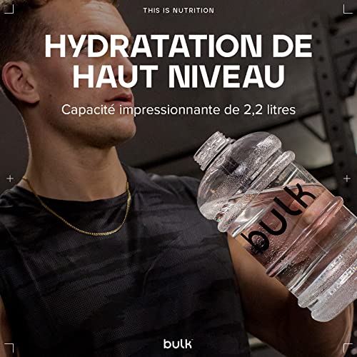 Detalle 1 de Bulk Gourde D'eau 2,2 L – Gourde de sport en clair, sans BPA, bouchon inox